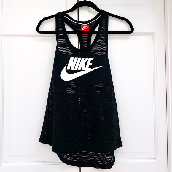 Nike Black Perforated Racerback Tank Top - Picture 1 of 5